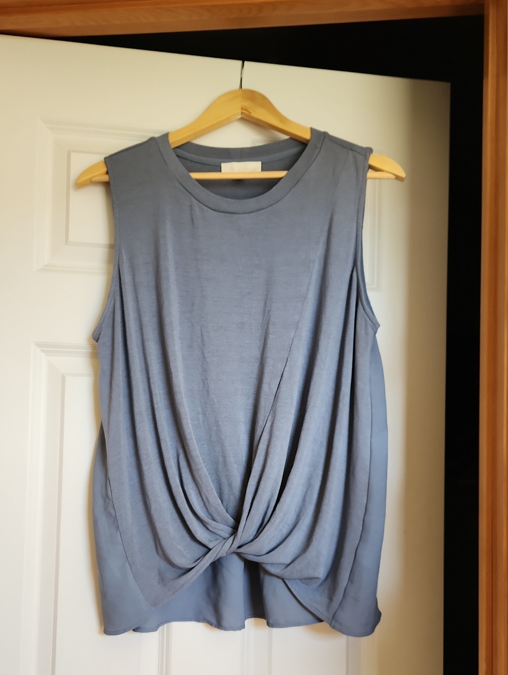 Sleeveless Twist-Front Tank Top — Slate Blue